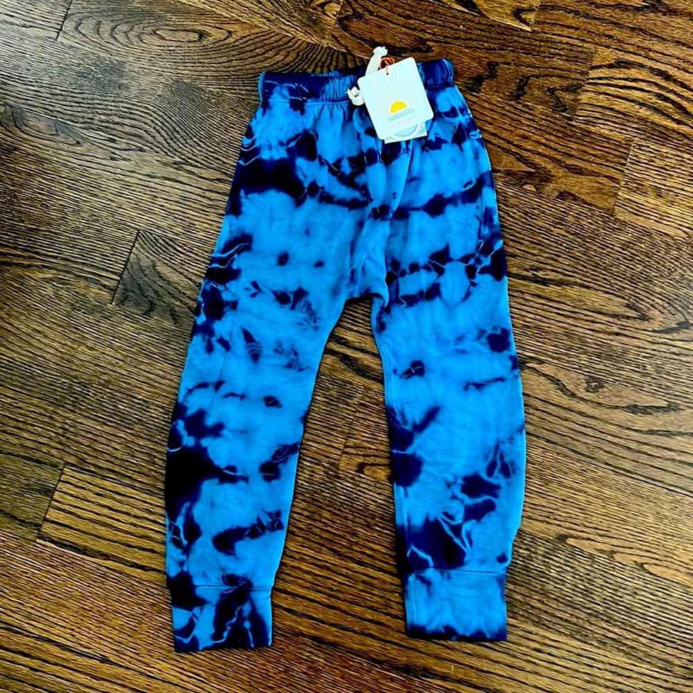 Soft & cozy boys fairwell pants, blue tie dye.  Size 4